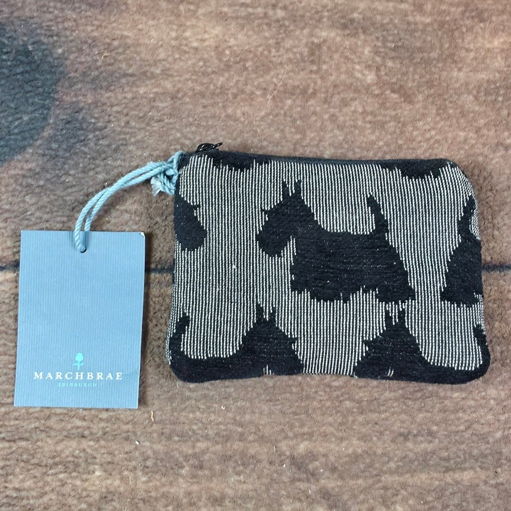 Marchbrae Coin Purse Women Small Black New Scottie Dog Woven Tapestry Zip Pouch